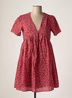 Robe courte coupe évasée manches courtes rouge TEDDY SMITH femme