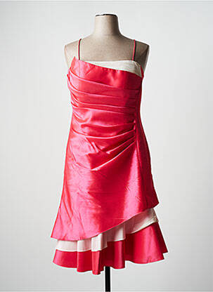 Robe mi-longue fermeture zippée au dos fines bretelles rose CREATIF PARIS femme
