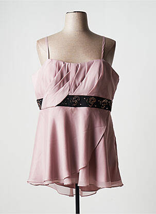 Top col carré fines bretelles rose CREATIF PARIS femme