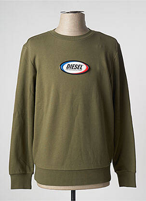 Sweat-shirt sérigraphie floquée manches longues vert DIESEL homme