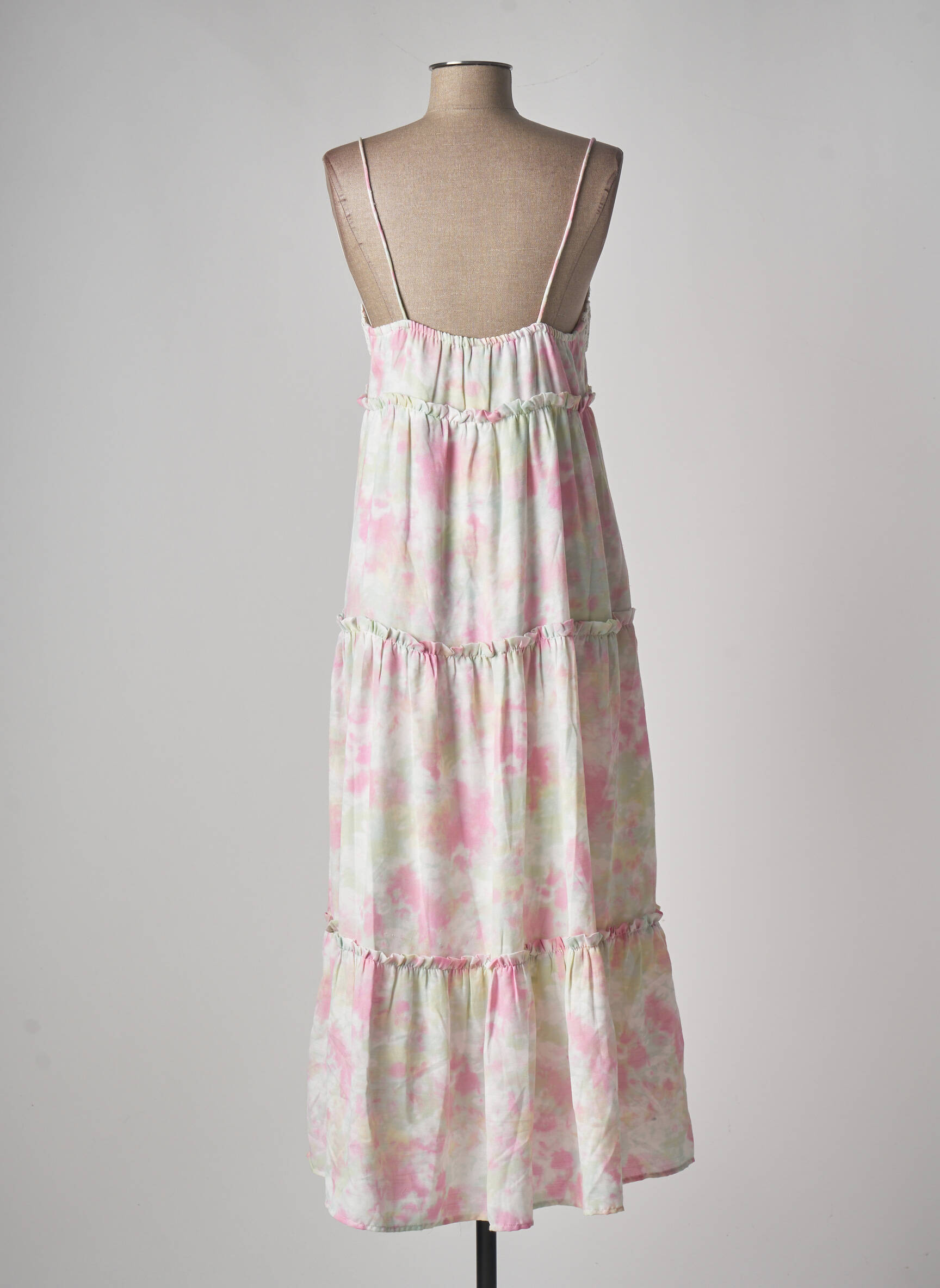 Robe longue coupe évasée fines bretelles rose TIFFOSI femme