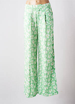 Pantalon large tissage popeline taille haute vert TIFFOSI femme