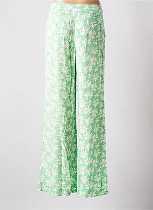 Pantalon large tissage popeline taille haute vert TIFFOSI femme
