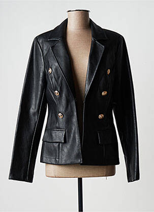 Veste simili cuir epaulette noir FRANK LYMAN femme