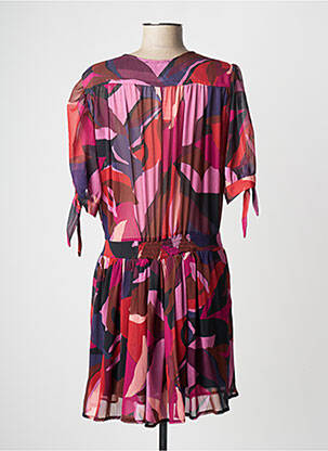 Robe mi-longue coupe fluide manches courtes rouge RUE DES ABBESSES femme