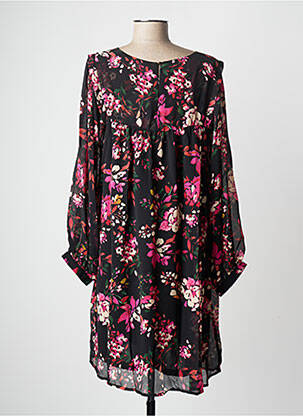 Robe mi-longue coupe fluide manches longues noir GRACE & MILA femme