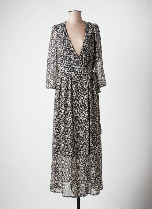 Robe longue imprimé fleurs manches 3/4 beige RUE DES ABBESSES femme