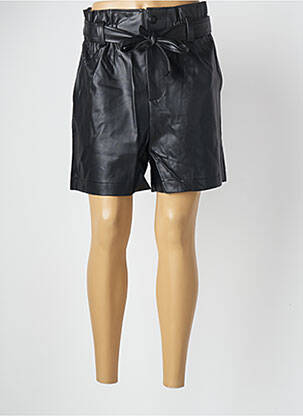 Short tissage simili-cuir taille haute noir GRACE & MILA femme