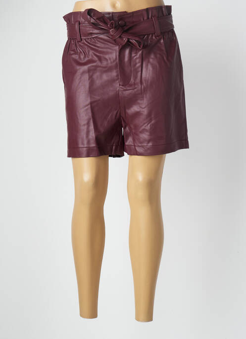 Short tissage simili-cuir taille haute rouge GRACE & MILA femme