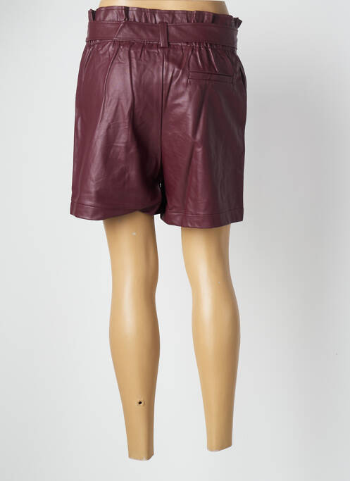 Short tissage simili-cuir taille haute rouge GRACE & MILA femme