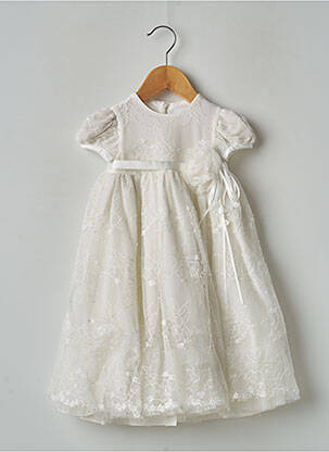 Robe longue légère et transparente manches courtes beige ALETTA fille