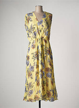 Robe longue imprimé fleurs sans manche jaune SPORTMAX femme