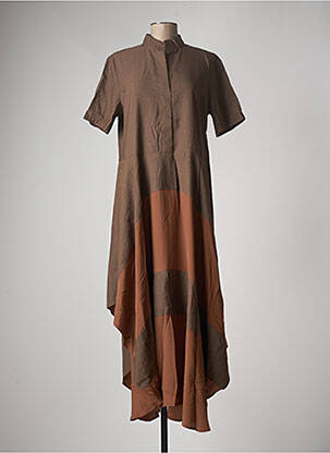 Robe longue manches courtes manches courtes marron PIER ANTONIO GASPARI femme