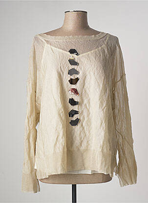 Pull col bateau manches longues beige PIER ANTONIO GASPARI femme