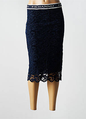 Jupe mi-longue coupe droite bleu ERMANNO SCERVINO femme