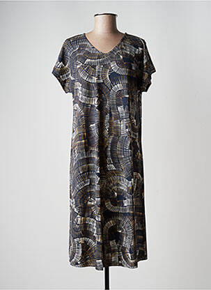 Robe mi-longue coupe fluide manches courtes noir CISO femme