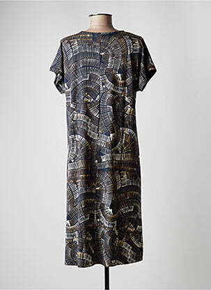 Robe mi-longue coupe fluide manches courtes noir CISO femme