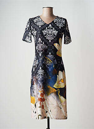 Robe mi-longue manches courtes manches courtes bleu GEVANA femme