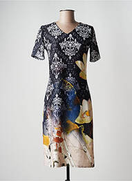 Robe mi-longue manches courtes manches courtes bleu GEVANA femme