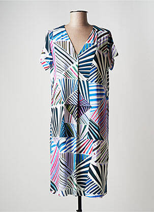 Robe mi-longue manches courtes manches courtes bleu I.ODENA femme