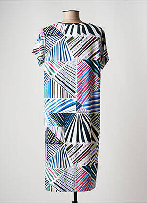 Robe mi-longue manches courtes manches courtes bleu I.ODENA femme