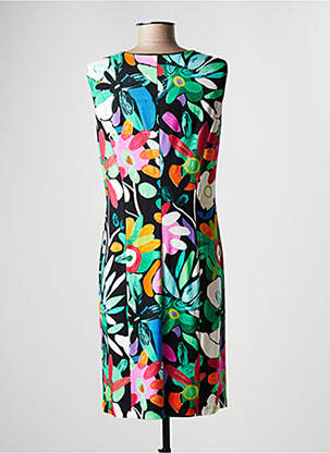 Robe mi-longue imprimé fleurs sans manche noir GEVANA femme