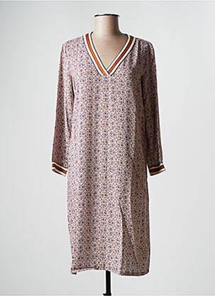 Robe mi-longue manches longues manches longues beige KANOPE femme