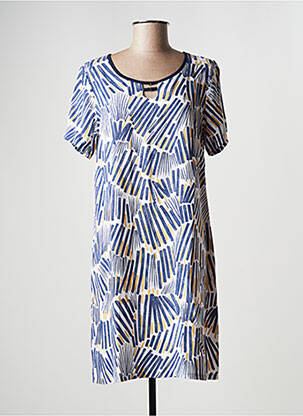 Robe mi-longue manches courtes manches courtes bleu MSN femme