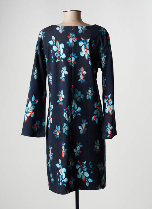 Robe mi-longue imprimé fleurs manches longues bleu MADE IN SENS femme