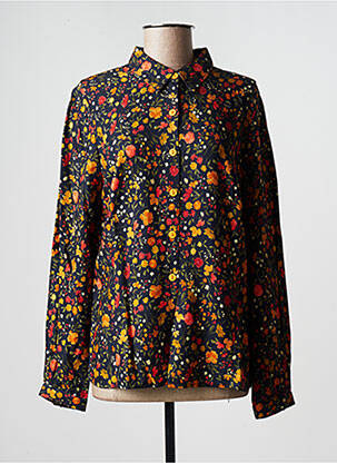 Chemisier imprimé fleurs manches longues noir GEVANA femme