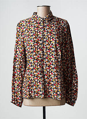 Chemisier imprimé fleurs manches longues noir GEVANA femme