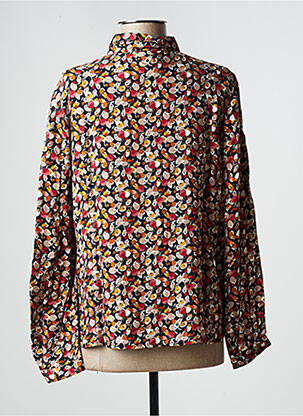 Chemisier imprimé fleurs manches longues noir GEVANA femme