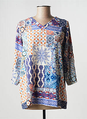 Top coupe fluide manches longues bleu I.ODENA femme