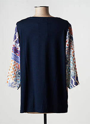 Top tissage crêpe manches longues bleu I.ODENA femme