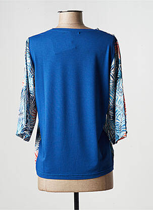 Top tissage crêpe manches longues bleu I.ODENA femme