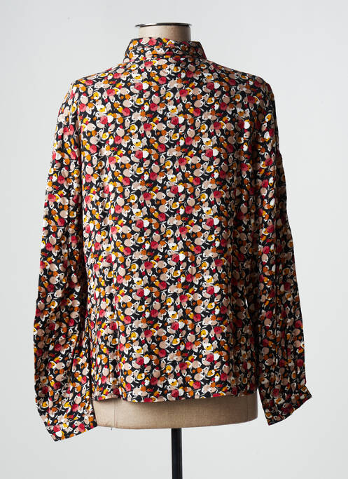 Chemisier imprimé fleurs manches longues noir GEVANA femme