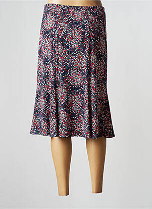 Jupe mi-longue coupe droite évasée sur le bas bleu GEVANA femme