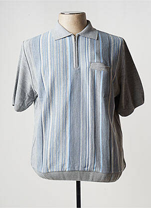 Pull stretch manches courtes bleu PAUL RHODAMEL homme