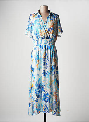 Robe longue bleu PAPILLONNE pour femme