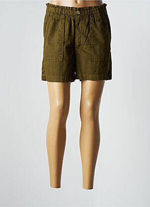 Short fermeture zippée sous rabat boutonné taille haute vert KANOPE femme