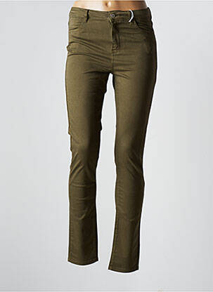 Pantalon slim tissage popeline taille normale vert KANOPE femme