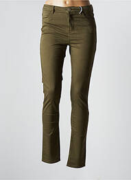 Pantalon slim tissage popeline taille normale vert KANOPE femme