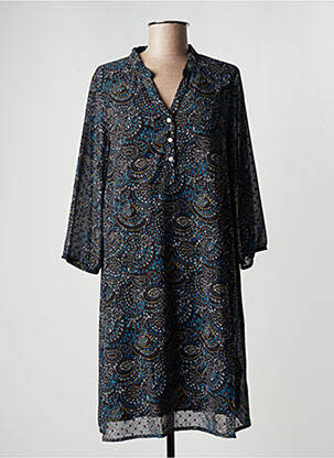 Robe mi-longue coupe fluide manches longues noir LA FIANCÉE femme