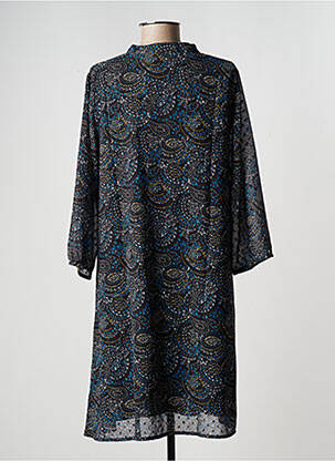 Robe mi-longue coupe fluide manches longues noir LA FIANCÉE femme