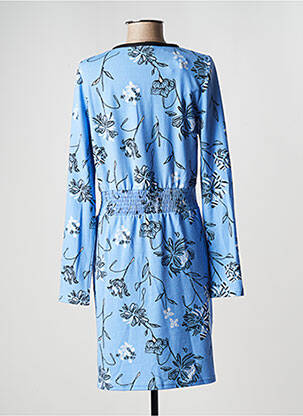Robe mi-longue imprimé fleurs manches longues bleu LA FIANCEE DU MEKONG femme