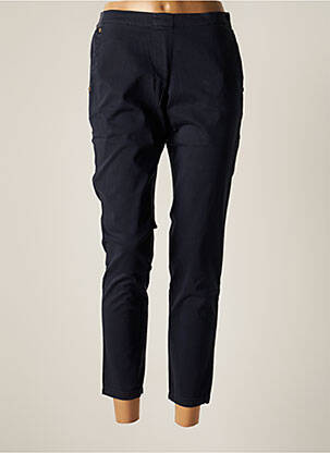 Pantalon chino tissage popeline taille normale bleu RIVIERES DE LUNE femme