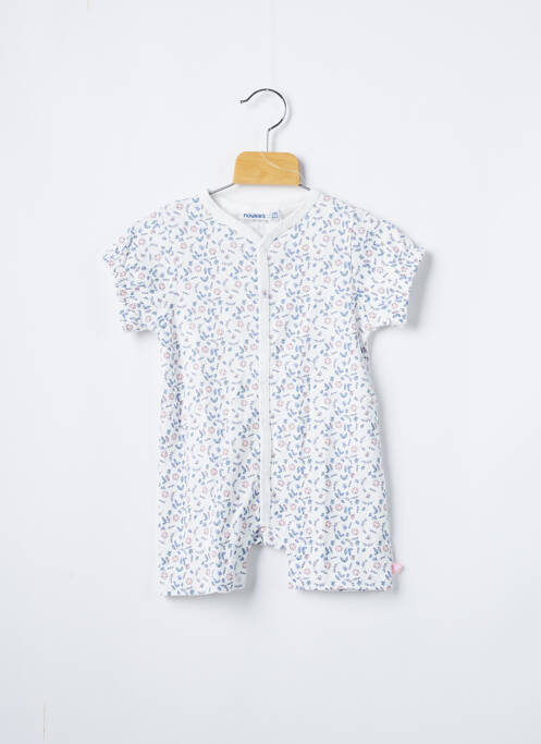 Combishort coupe cintrée manches courtes blanc NOUKIE'S fille