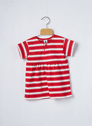 Robe mi-longue manches courtes manches courtes rouge PETIT BATEAU fille