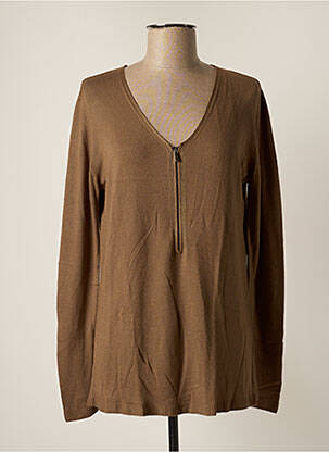 Pull col v manches longues marron LAUREN VIDAL femme