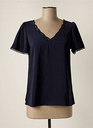 Blouse manches courtes manches courtes bleu GRACE & MILA femme